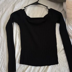 rib knit off or on the shoulders long sleeve